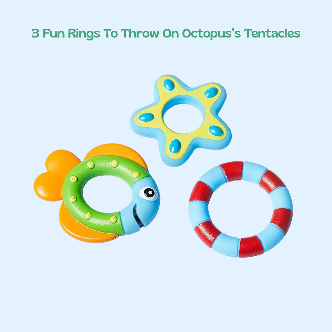 Floating Octopus Bath Toy – Montessori Ring Toss & Stacking Water Game for Toddlers' Sensory Development
