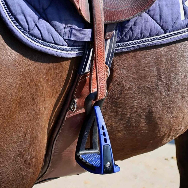 Youth Safety Stirrups – Non-Slip Angled Equestrian Stirrup Irons with Flexible Release Outer Branch for Young Riders
