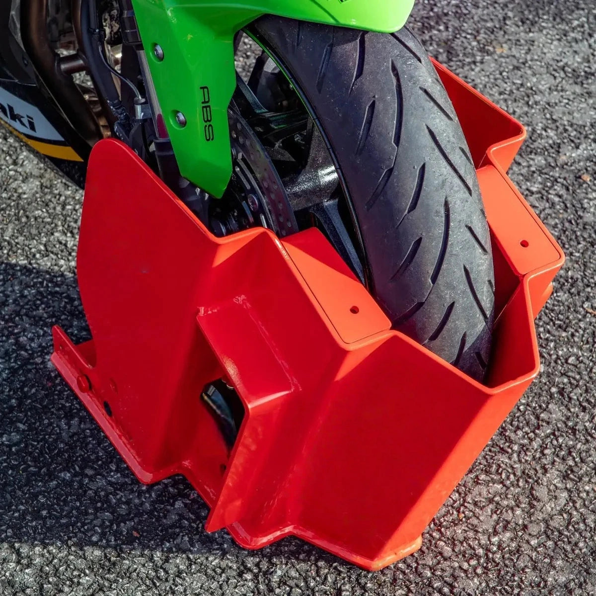 Heavy Duty Motorcycle Ground Anchor Lock, Wheel Chock Security System for Bike Parking