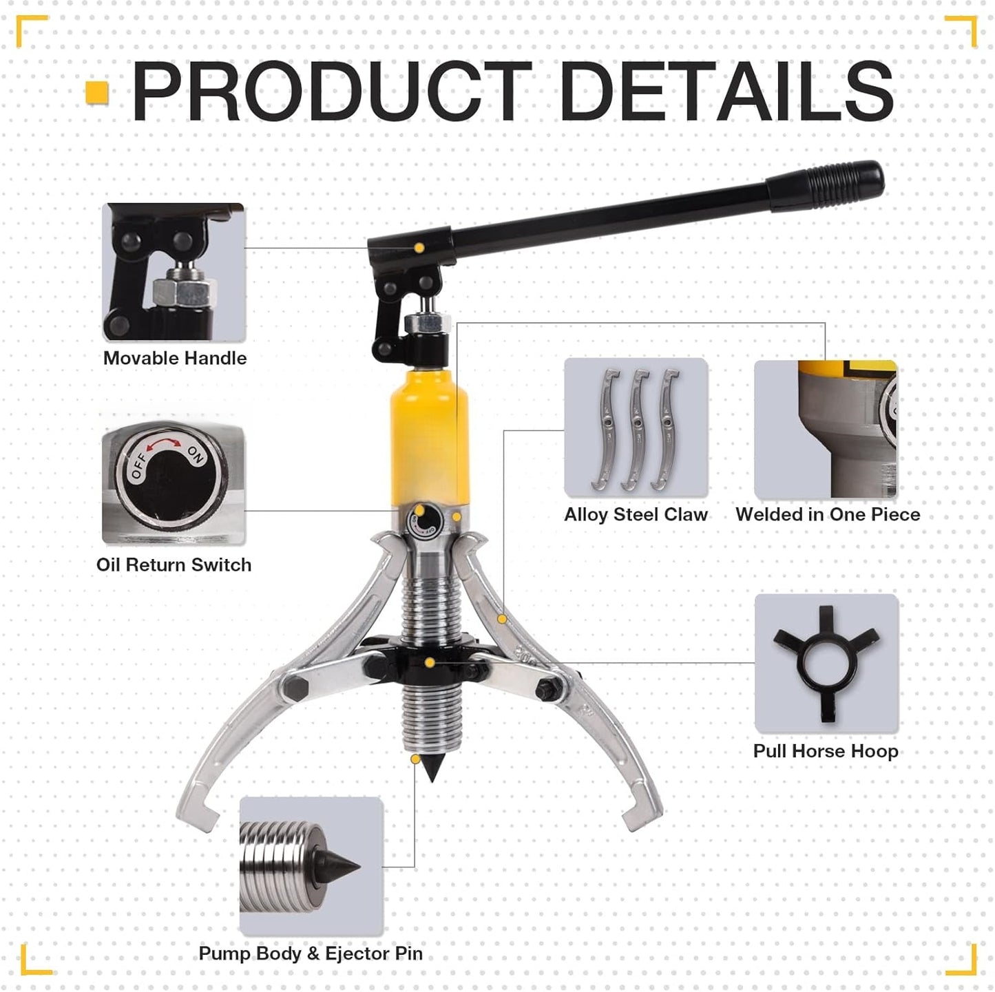 Hydraulic Bearing Separator Puller Kit, 15-Ton Heavy Duty Gear Bearing Removal Tool Set