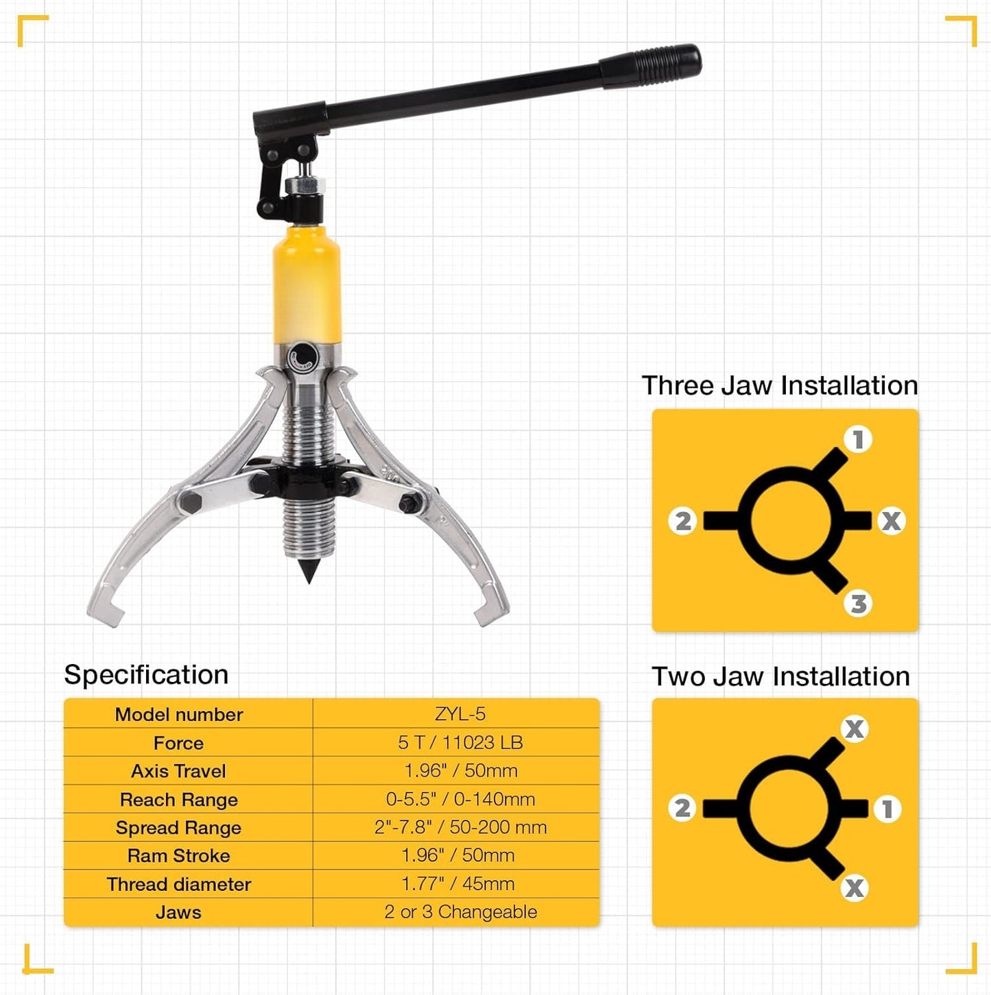 Hydraulic Bearing Separator Puller Kit, 15-Ton Heavy Duty Gear Bearing Removal Tool Set