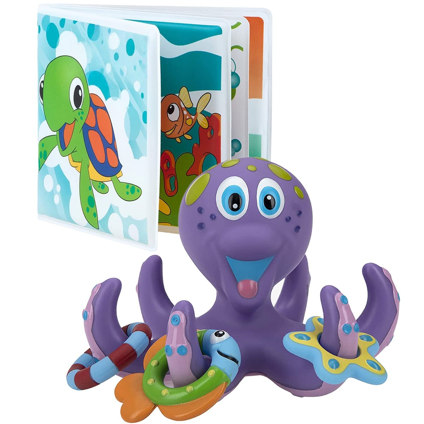 Floating Octopus Bath Toy –  Montessori Ring Toss &amp; Stacking Water Game for Toddlers' Sensory Development
