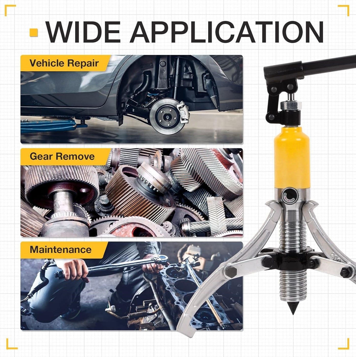Hydraulic Bearing Separator Puller Kit, 15-Ton Heavy Duty Gear Bearing Removal Tool Set